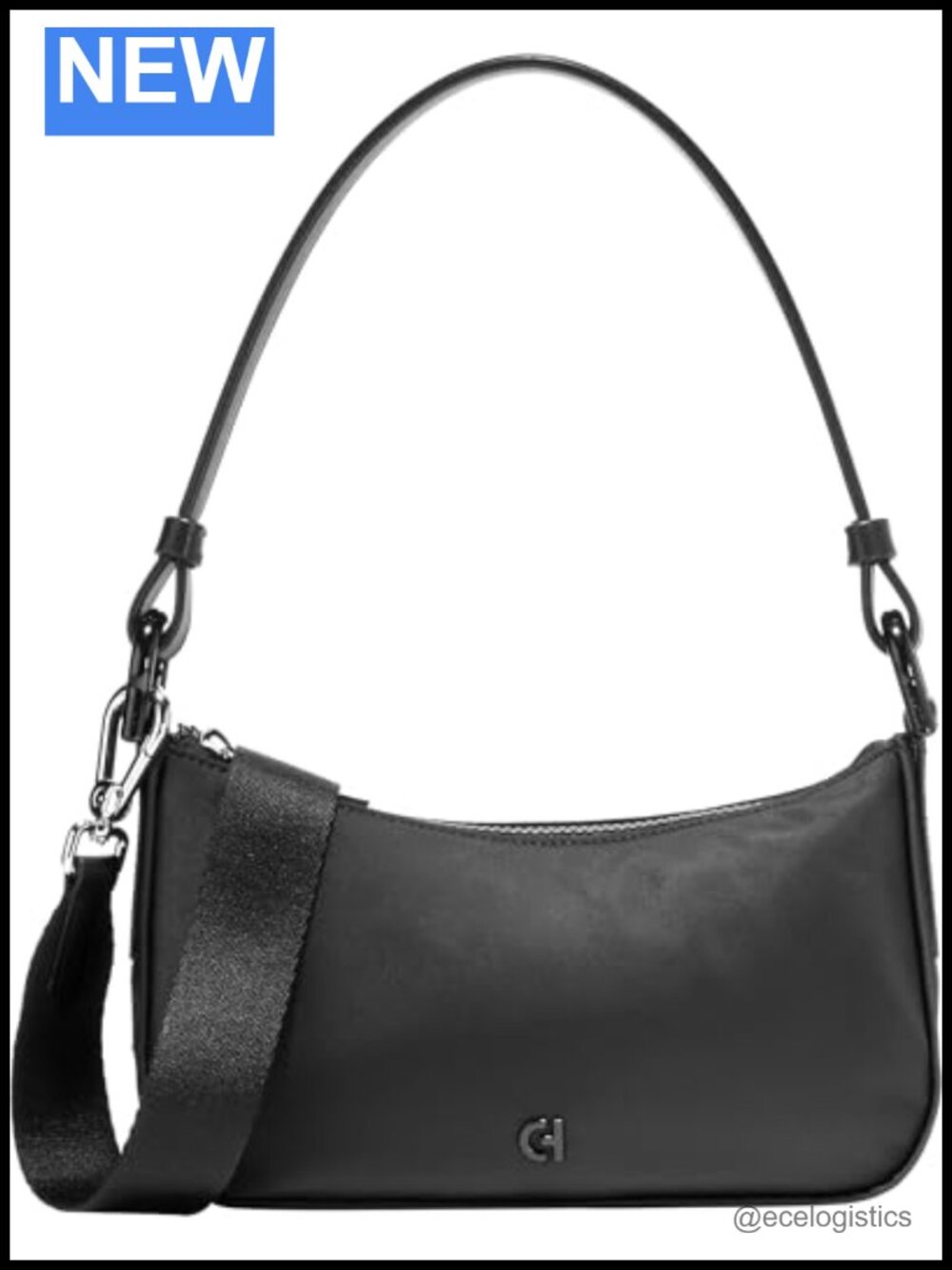 Cole Haan Convertible Leather Nylon Shoulder Bag Satchel, Adjustable Strap,